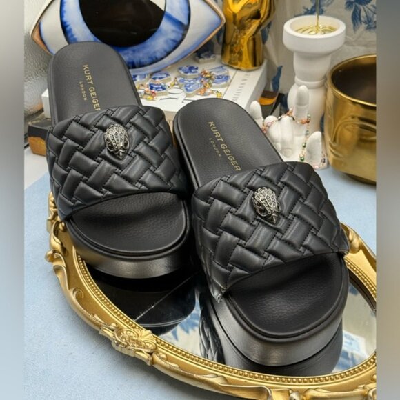 🆕 KURT GEIGER LONDON 🧿 NWOB Meena Eagle Platform Slides Sz EU 39 US 8.5 - Picture 4 of 16